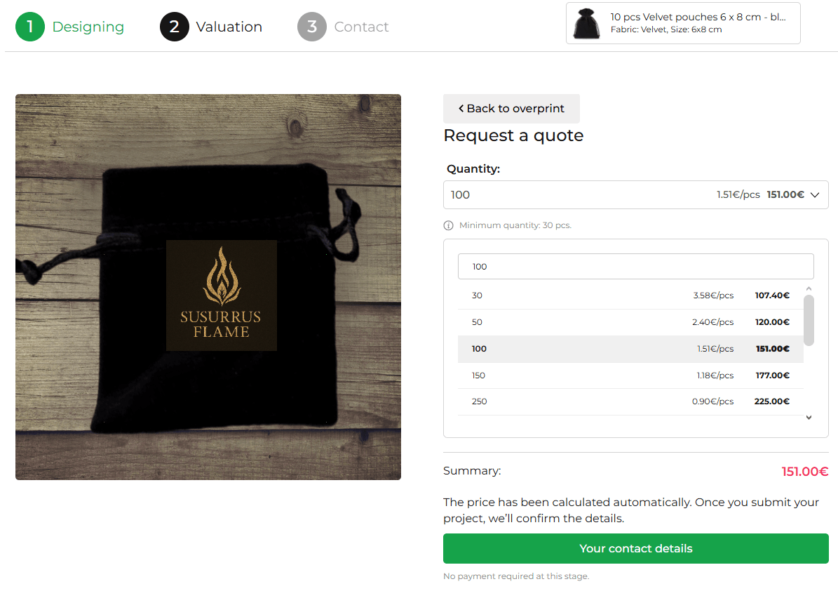 Cena zależy od tego co klient wybrał